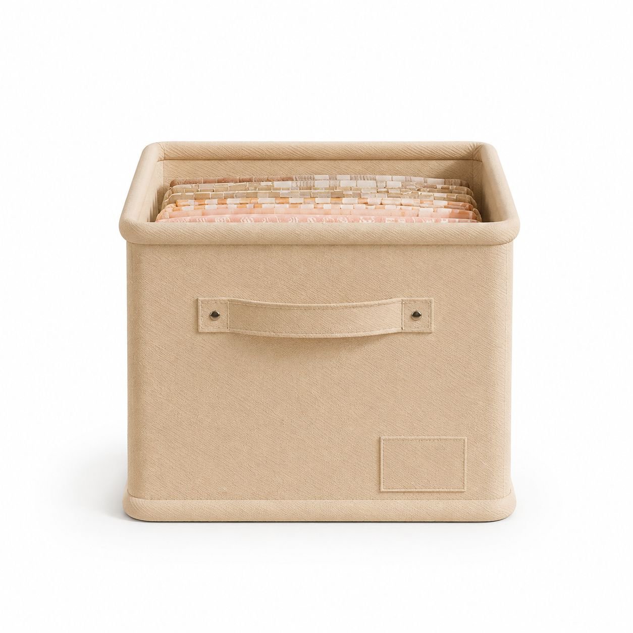 Grande boîte de rangement en coton/lin avec poignée pour vêtements