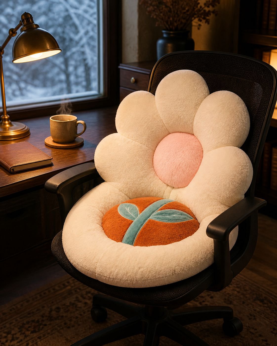 Anti-fatigue Office Chair Cushion with Integrated Backrest for Long Sitting