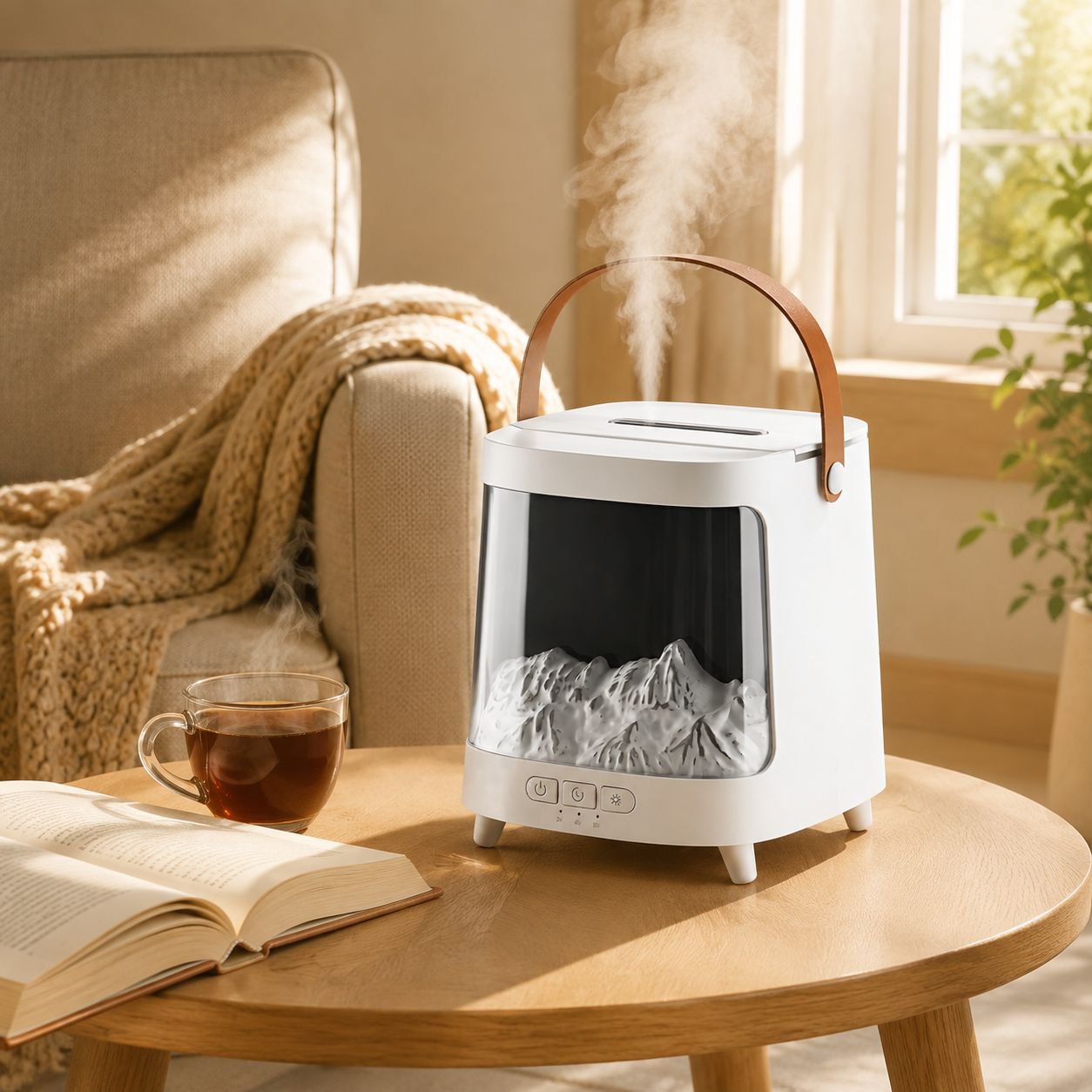 Stylish Aurora humidifier with soft LED lighting