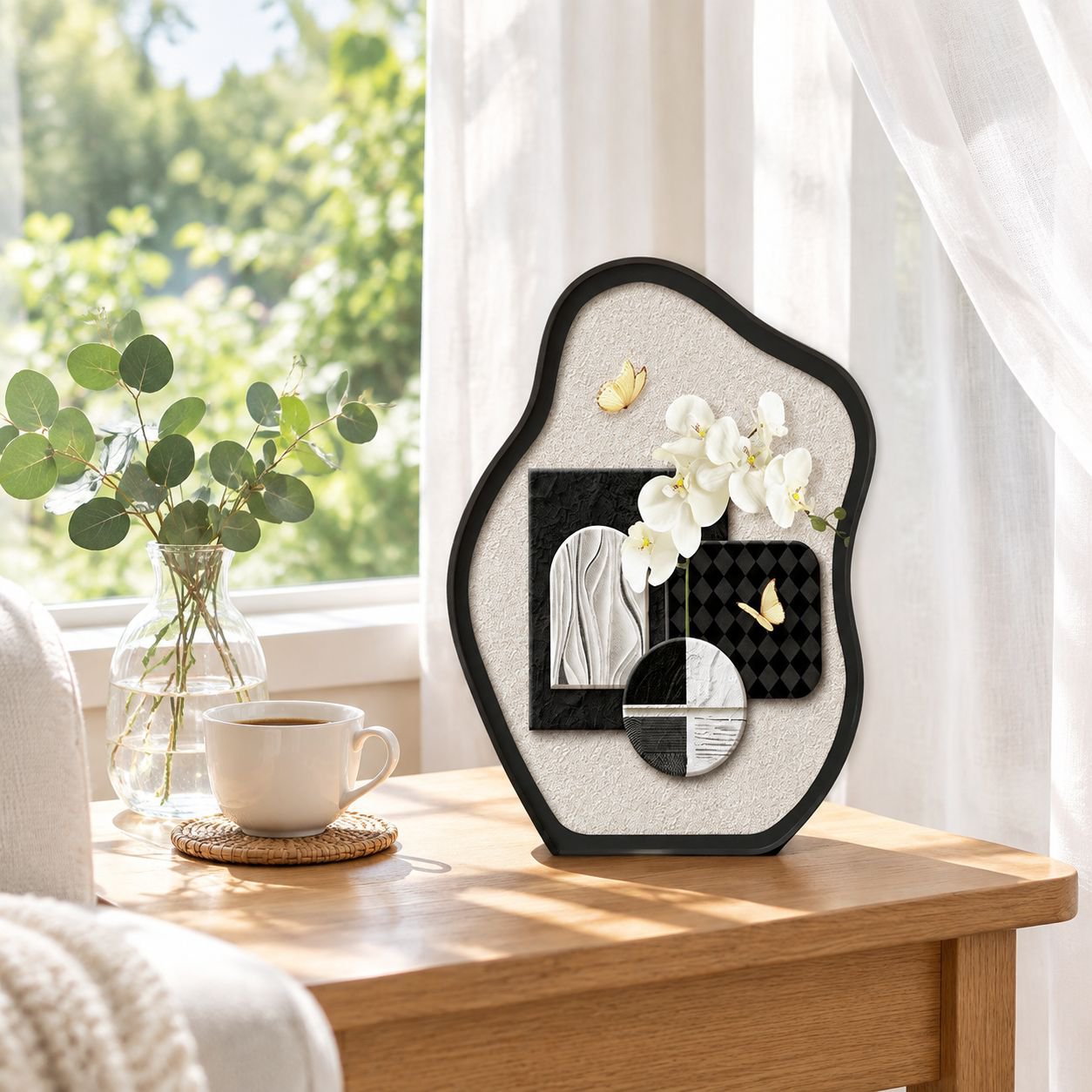 Cuadro decorativo de orquídeas y mariposas
