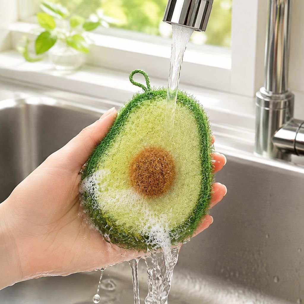 Absorbent and stain-resistant kitchen rag in use