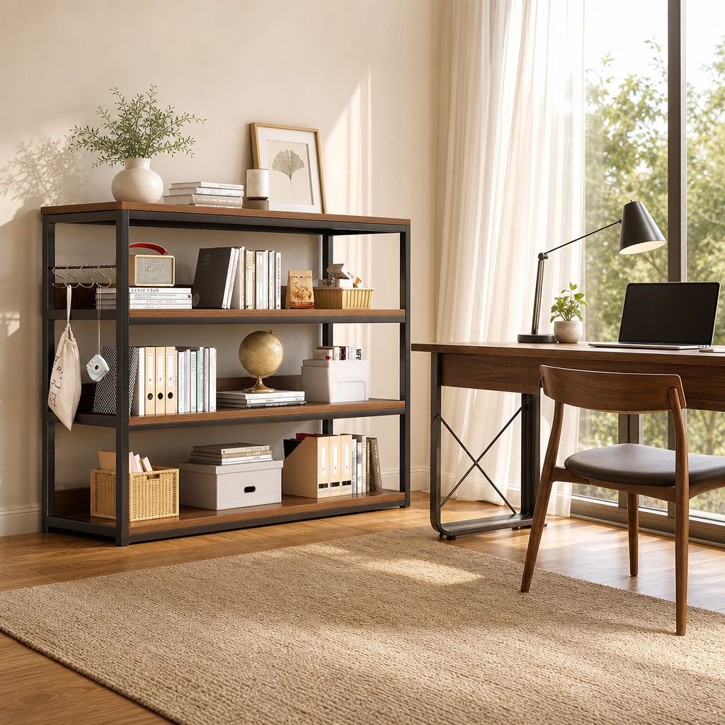 Contemporary floor bookshelf enhancing room decor
