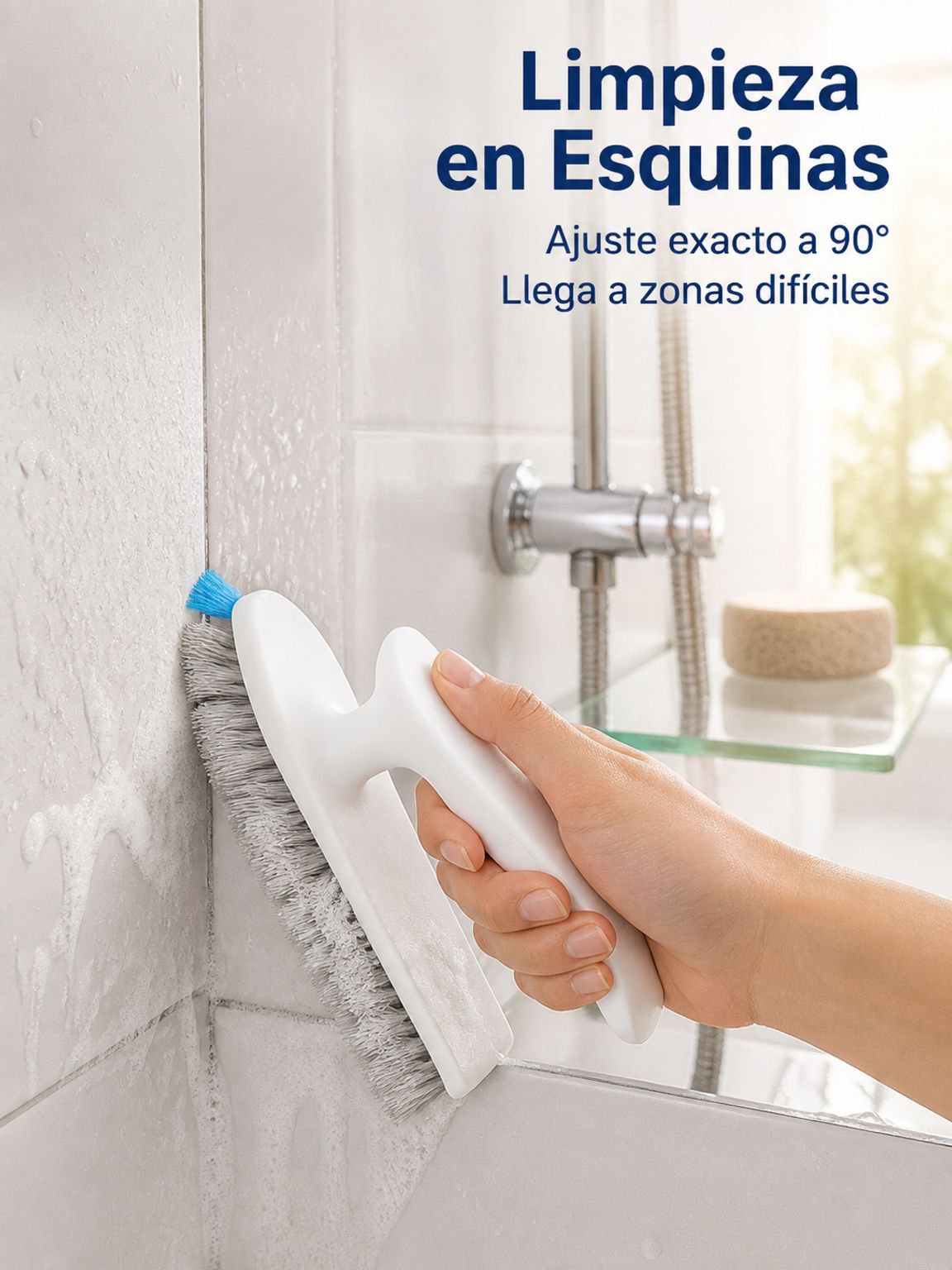 Cepillo de limpieza de esquina para baño 3 en 1