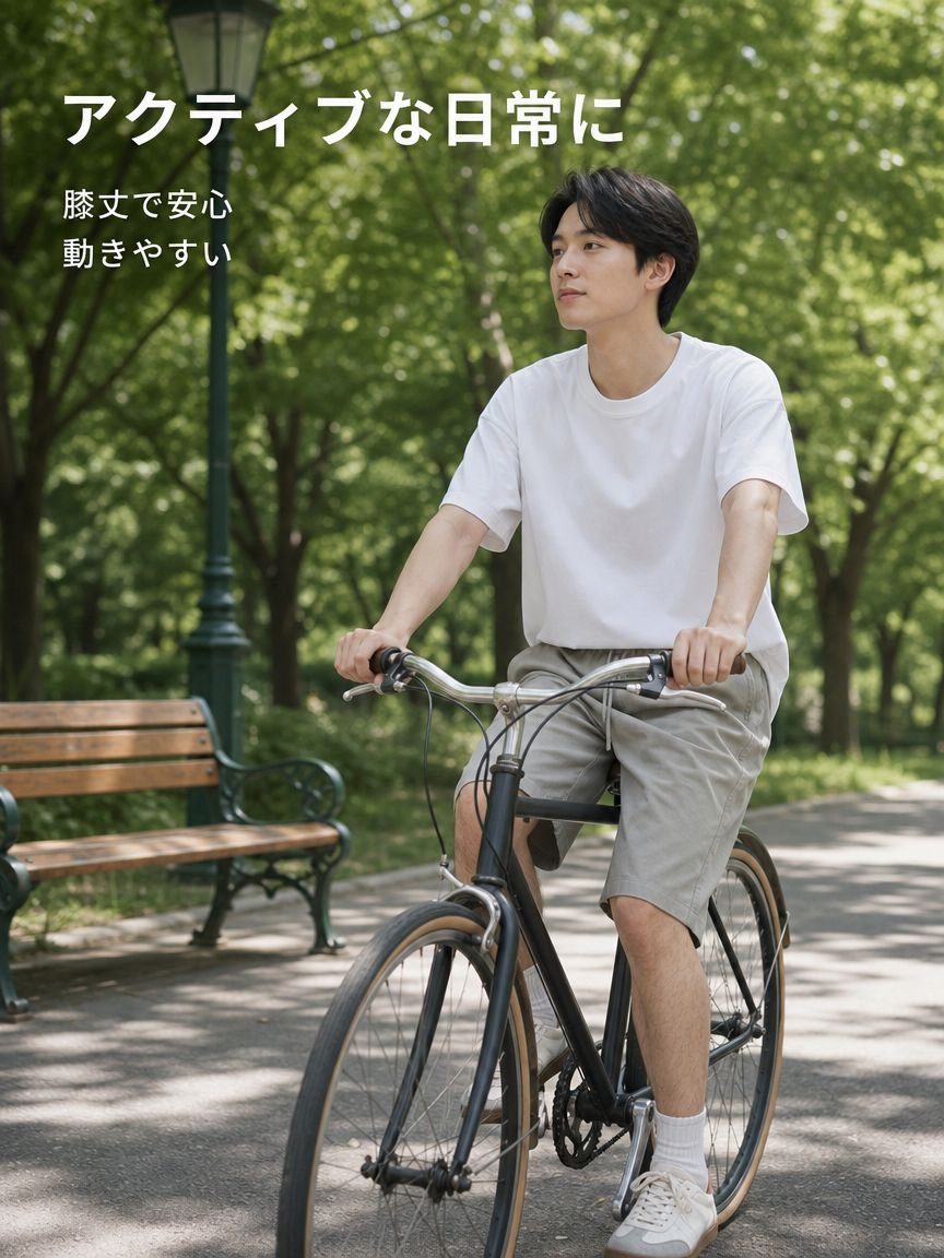メンズ夏用アイスシルクゆったり五分丈パンツ 無地 通気性ストレートショートパンツ