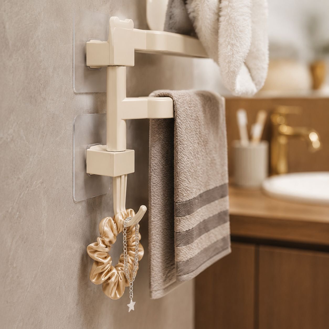 Waterproof NoPunch Rotating Towel Rack Bathroom Shelf Bath Towel Rack Bathroom Bathroom Accessories