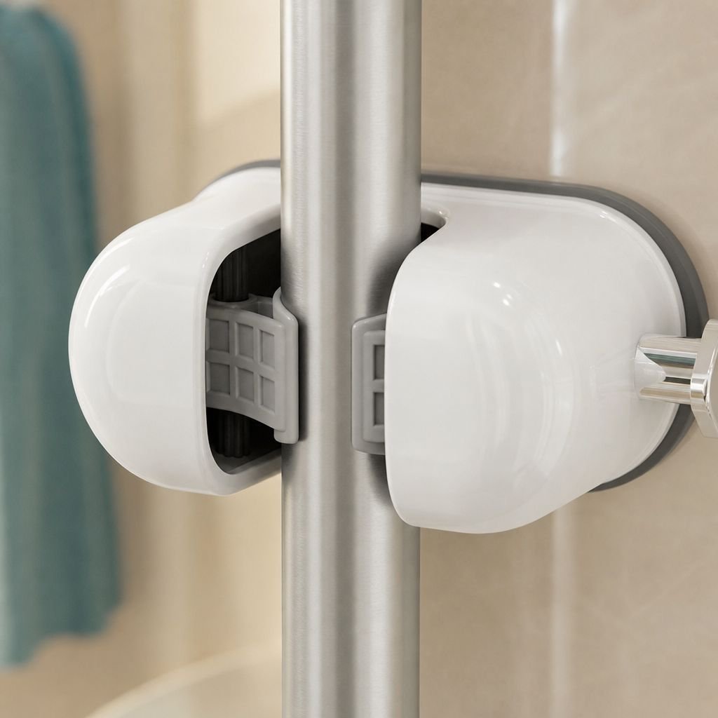 Wall-Mounted Stainless Steel Mop Clip, No-Drill Suction Cup Design for Home