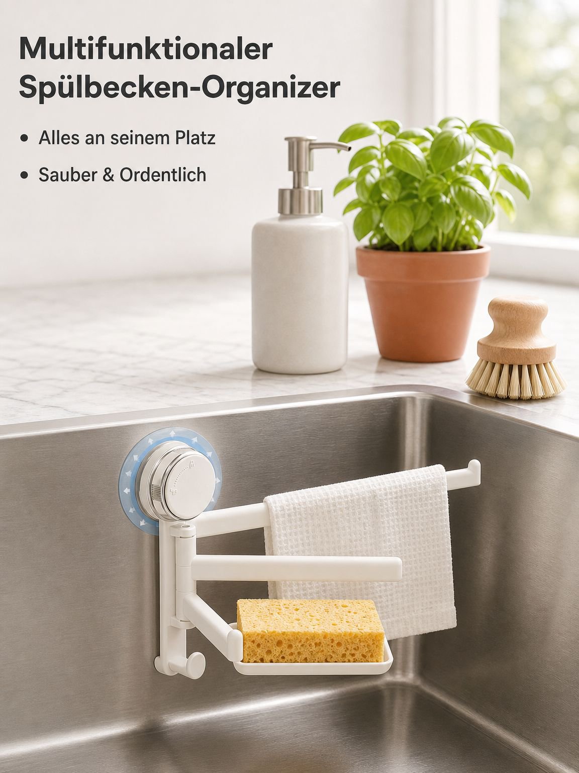 Multifunktionale drehbare Abtropfablage für Spüle und Fensterbank
