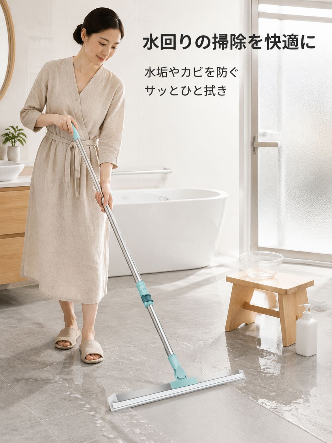 家庭用モップ、オールインワン掃除魔法のほうき、伸縮式シリコン製床スクレーパー。キッチンや浴室の掃除に最適です。