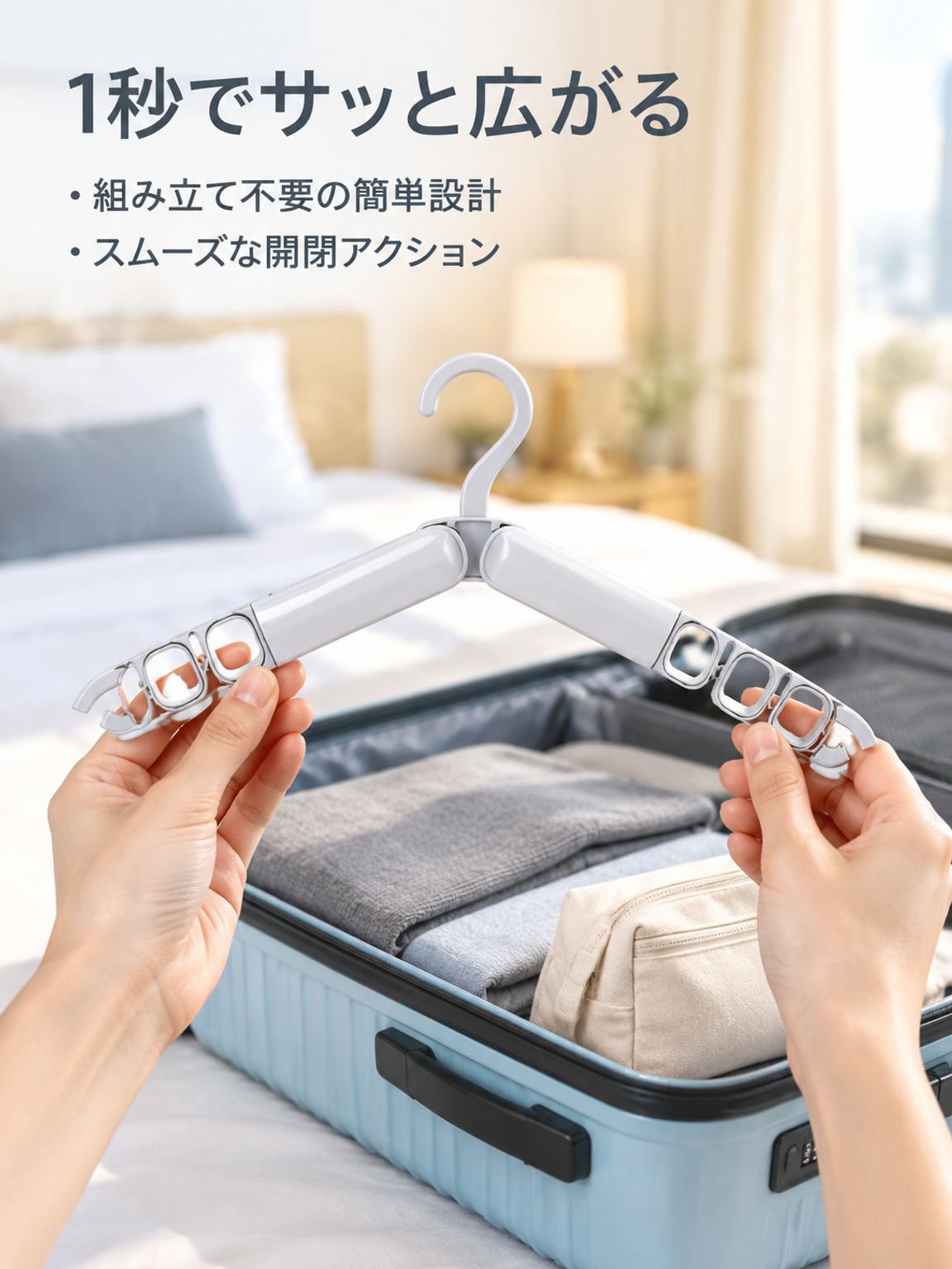 旅行用折りたたみ式衣類ハンガー