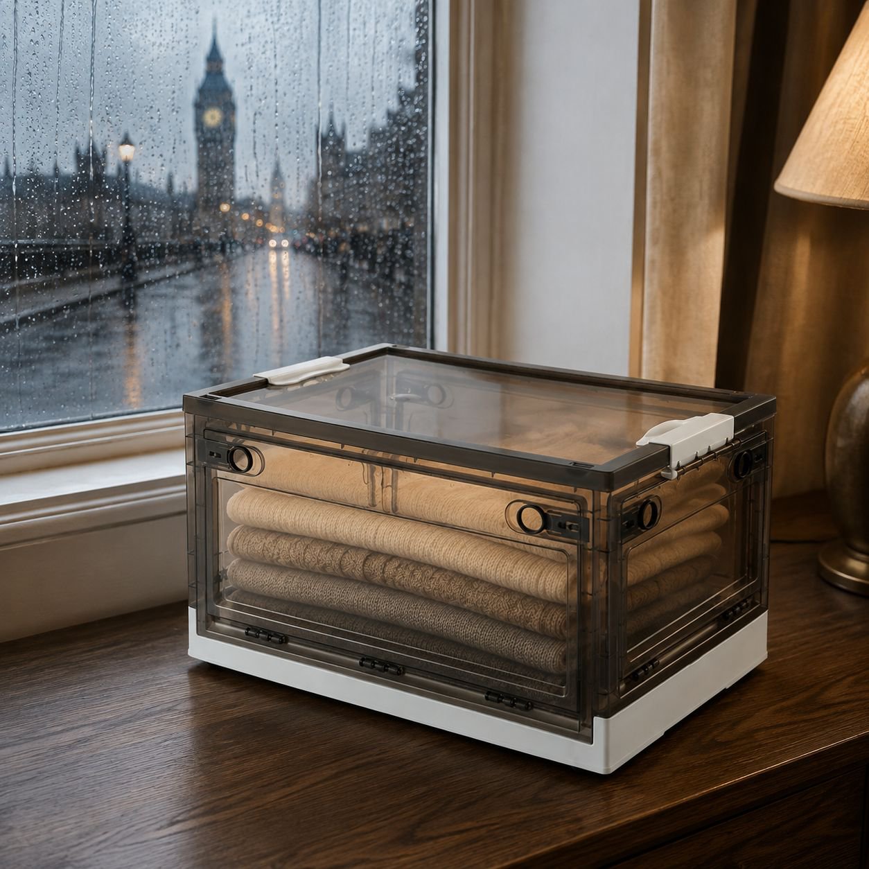 Space-saving organizer box for home and office use
