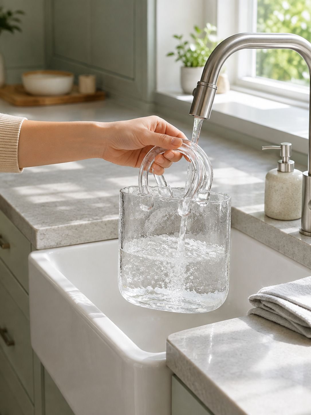 Bolso de vidrio transparente para flores naturales
