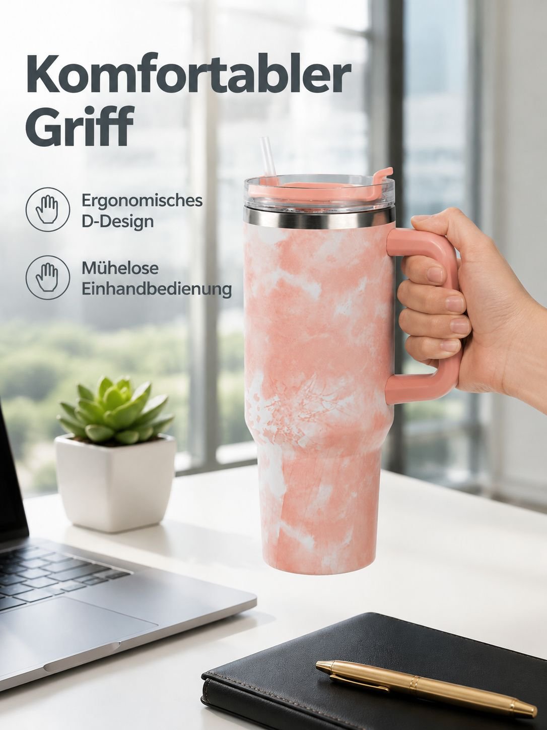 40oz Edelstahl-Thermobecher mit großem Fassungsvermögen für Auto