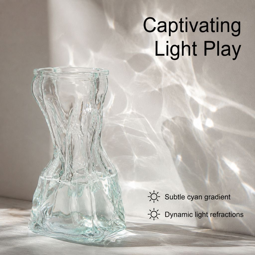Creative Crystal Glass Vase Coin Bag Shape Flower Planter Indoor Decoration