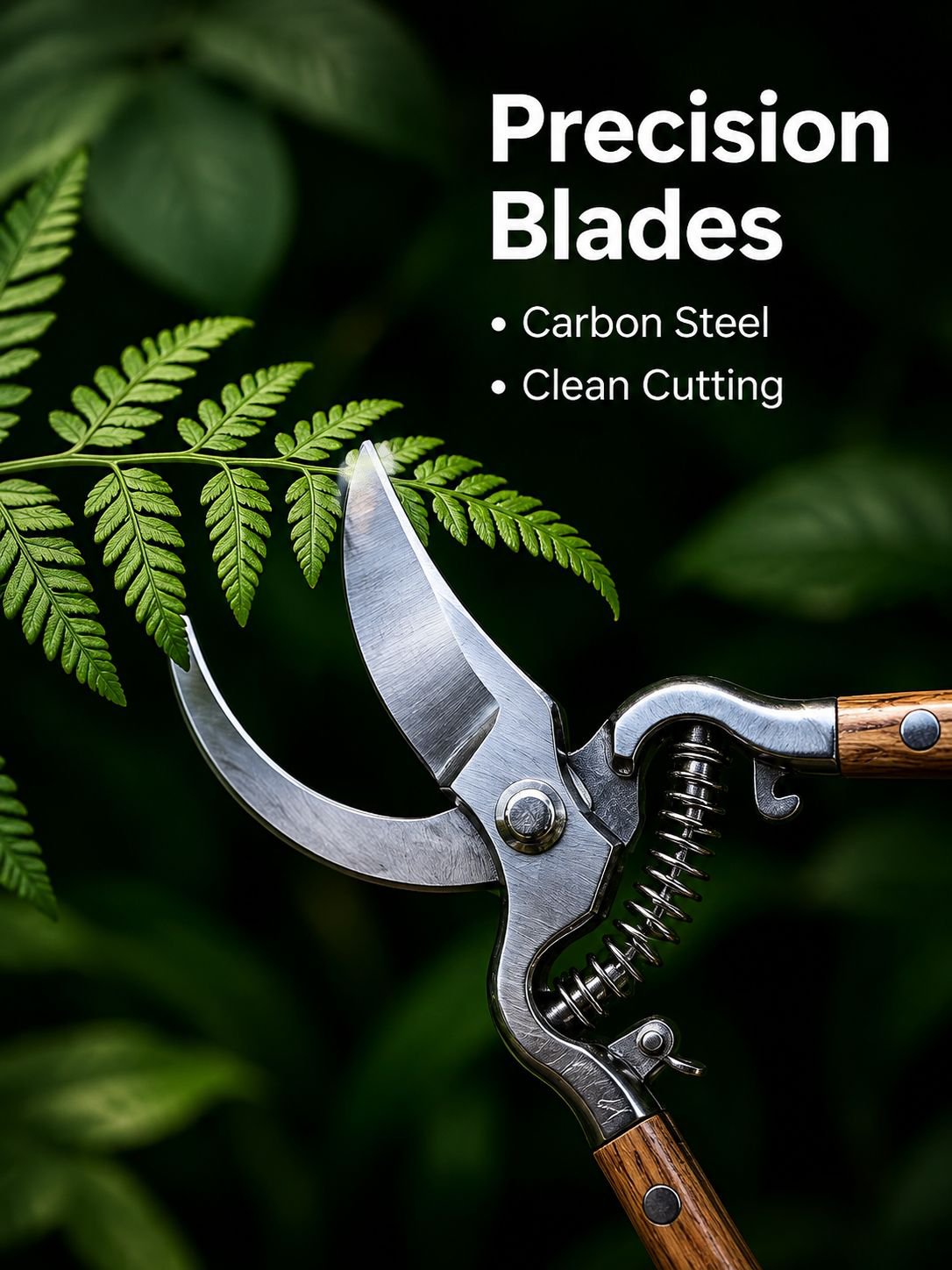 Carbon Steel Garden Pruning Shears with Solid Wood Handle