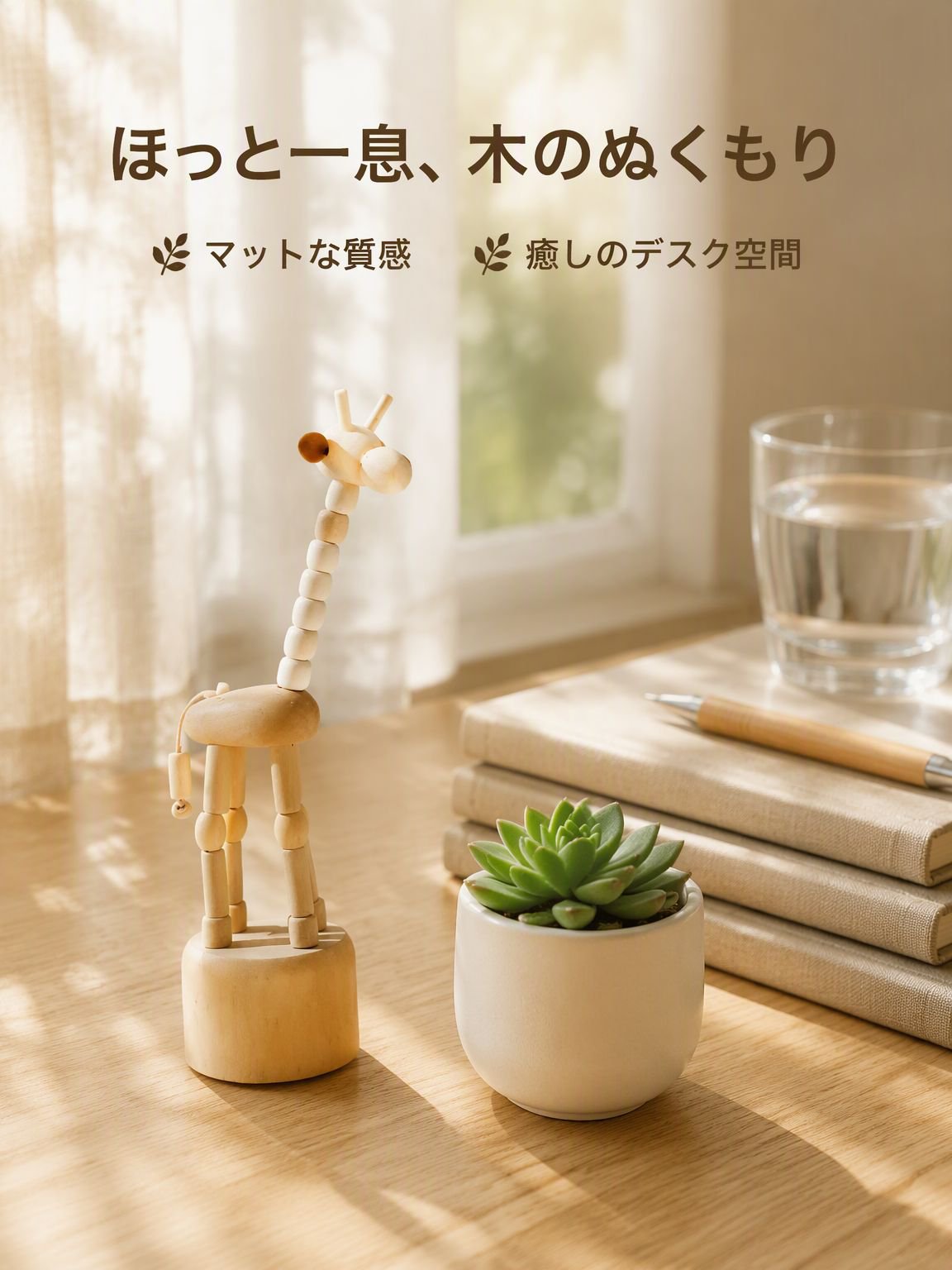 デスク用可動動物パペット 木製インテリア