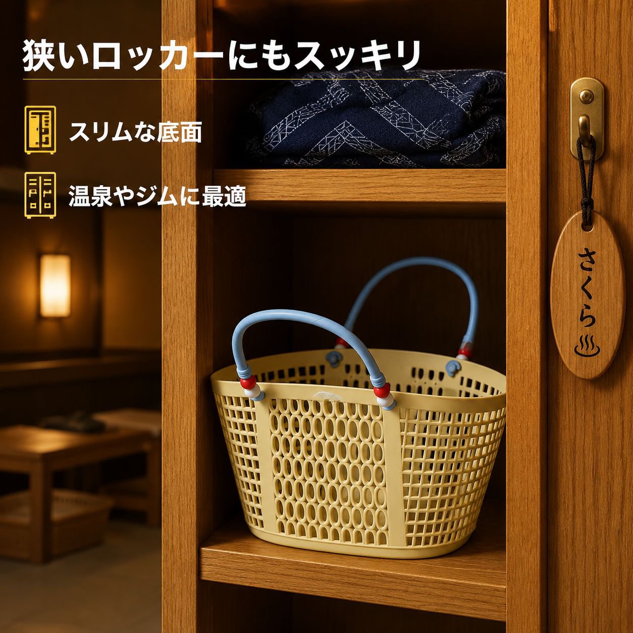 おしゃれな持ち手付きバスケット プラスチック製スイミングバスケット