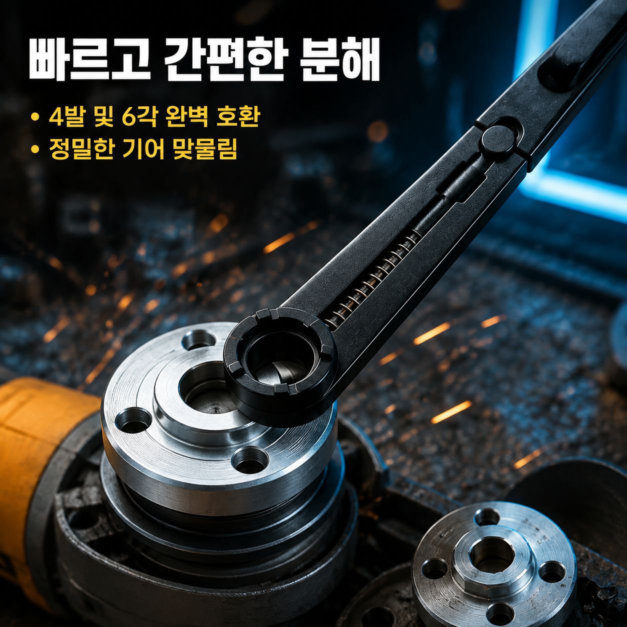 앵글 그라인더 압착 전용 두꺼운 미끄럼방지 육각 소켓 분해 렌치 압판 증정