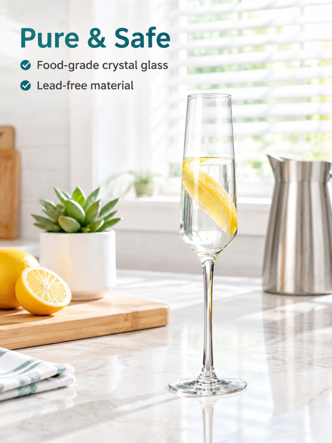 Elegant champagne flute glass for home entertaining