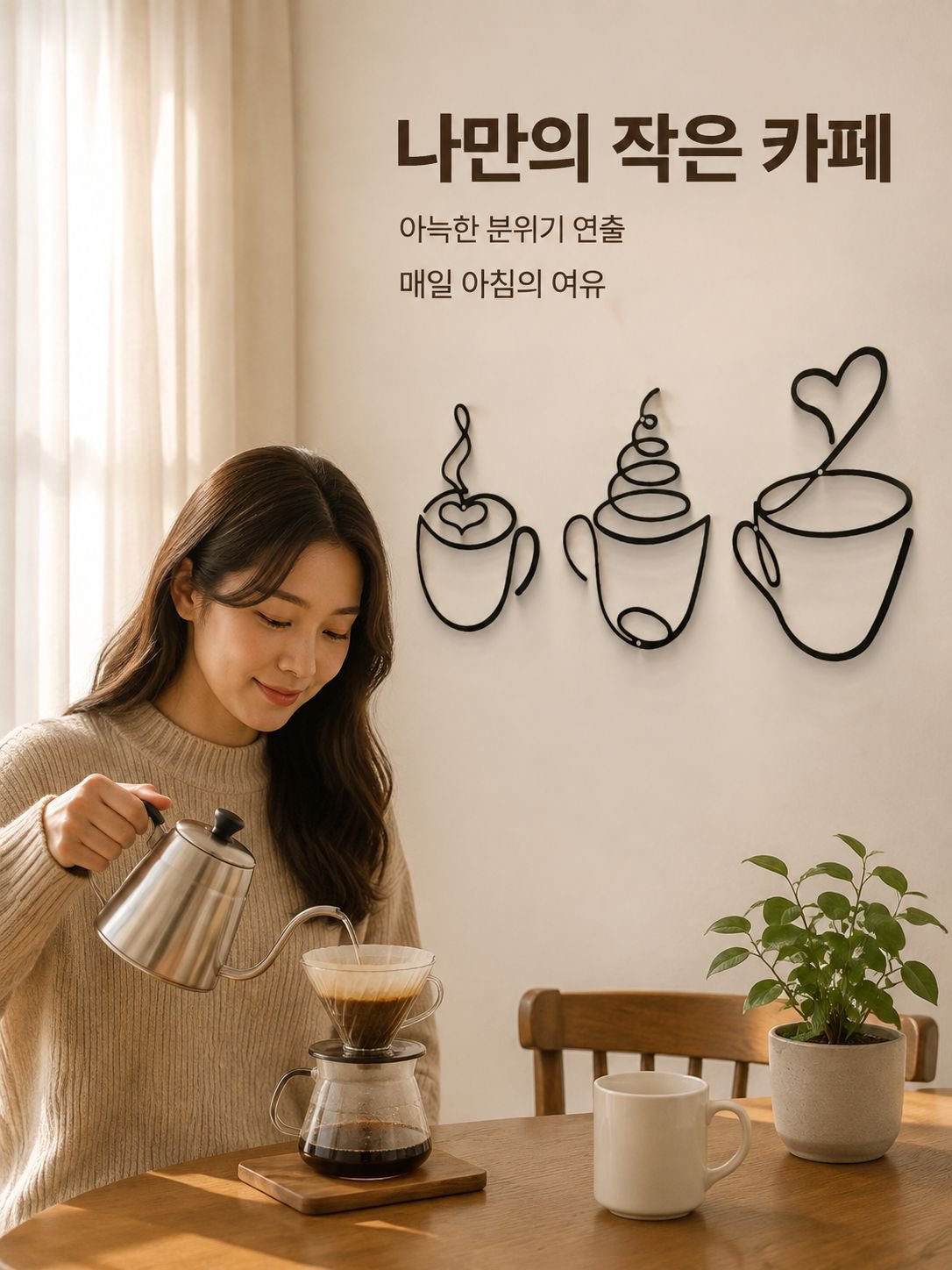 커피 철제 장식품