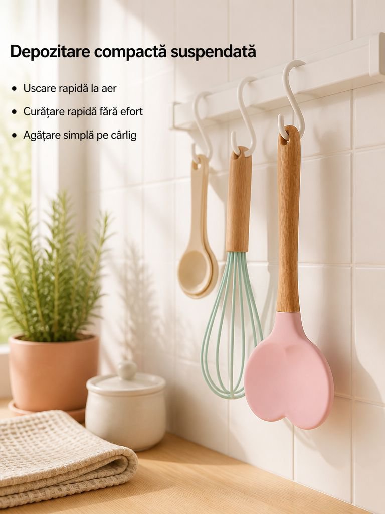 Spatulă roz drăguță în formă de inimă