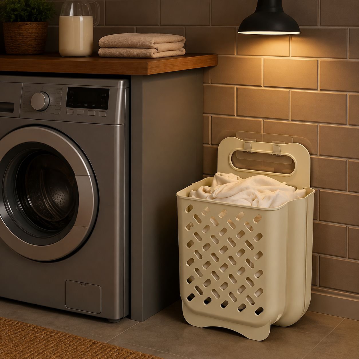 Solución de almacenamiento plegable para ropa sucia
