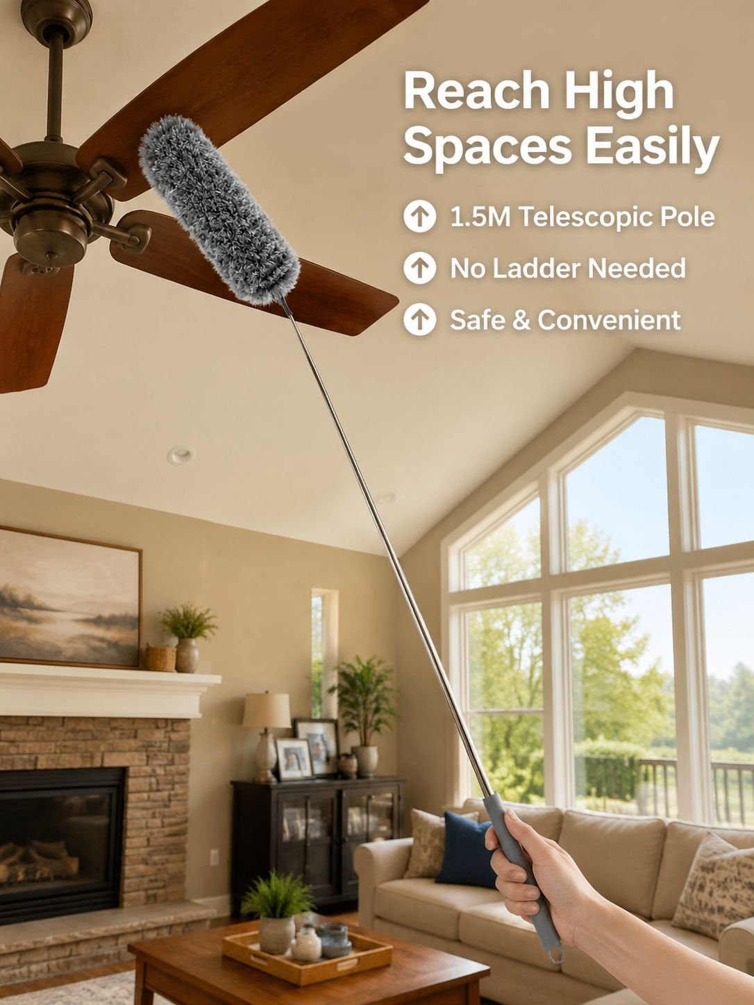 Household Retractable Static Duster Feather Dusting Brush