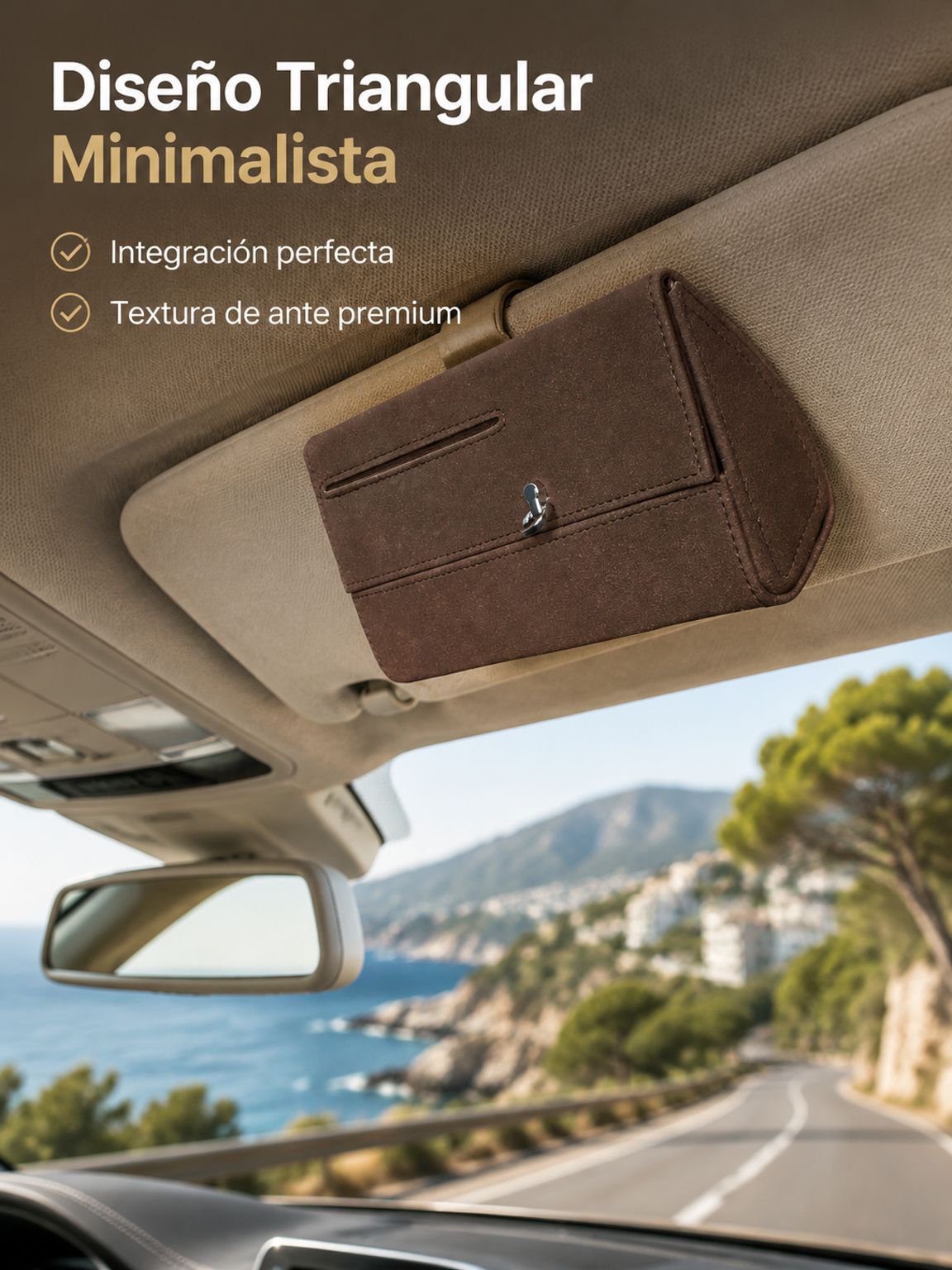 Estuche para gafas con tarjetero para la visera del coche