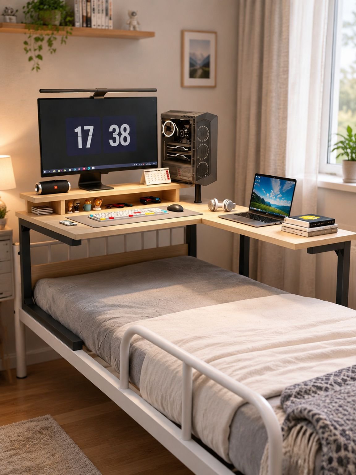 おしゃれな部屋に合うL字型ベッドデスク