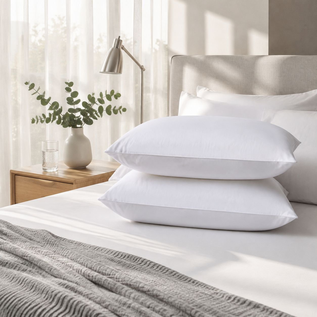 Almohada de soporte cervical en la cama
