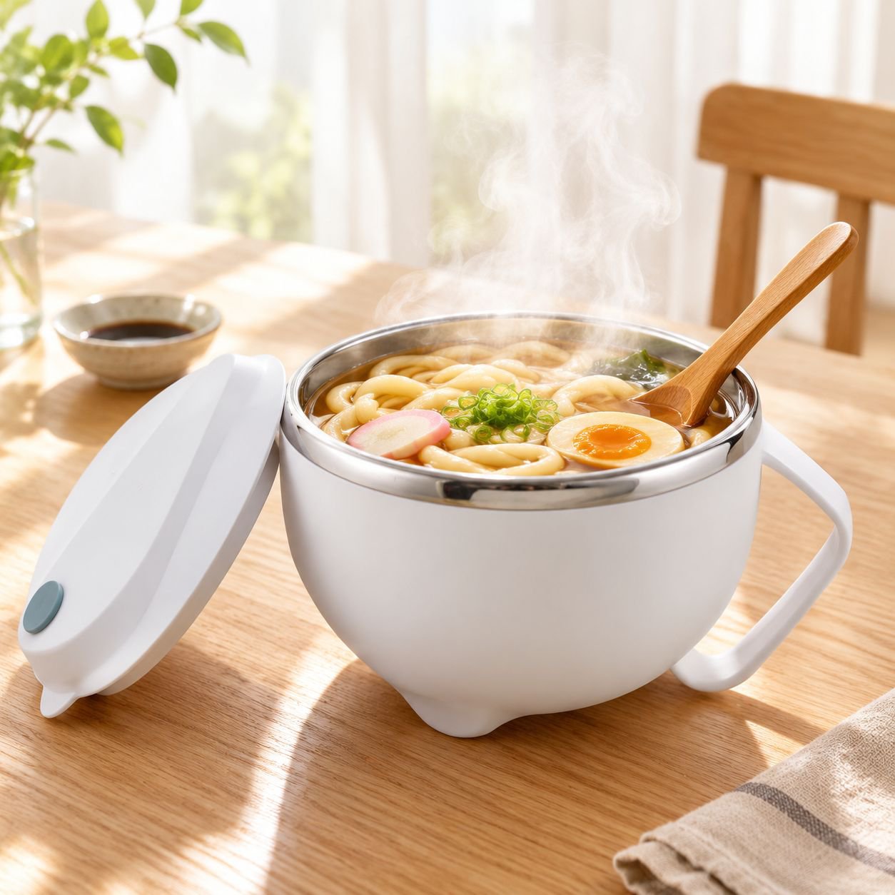 304ステンレス鋼インスタントラーメンボウル蓋付きシングル寮学生ランチボックスオフィスワーカーポータブルランチボックスランチボウル