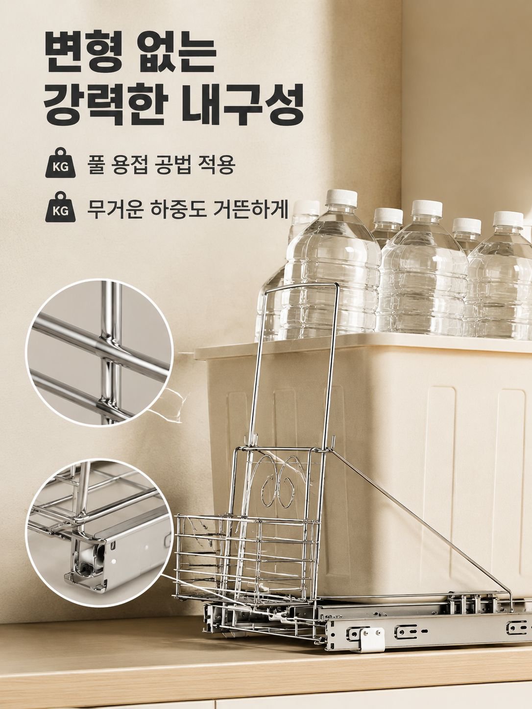 주방 정리에 도움을 주는 캐비닛 거치대