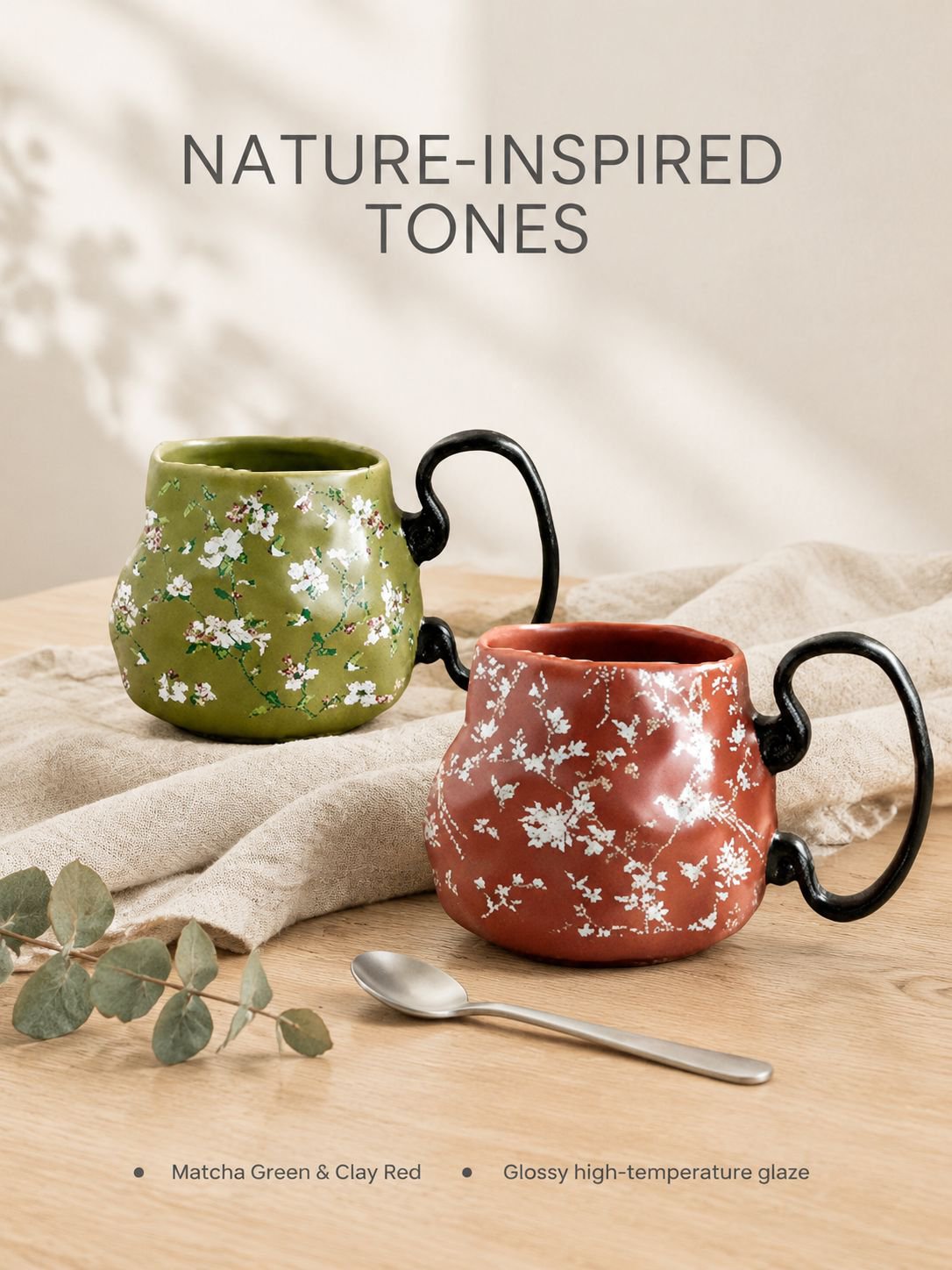 Ceramic beverage cup suitable for tea, coffee, and water