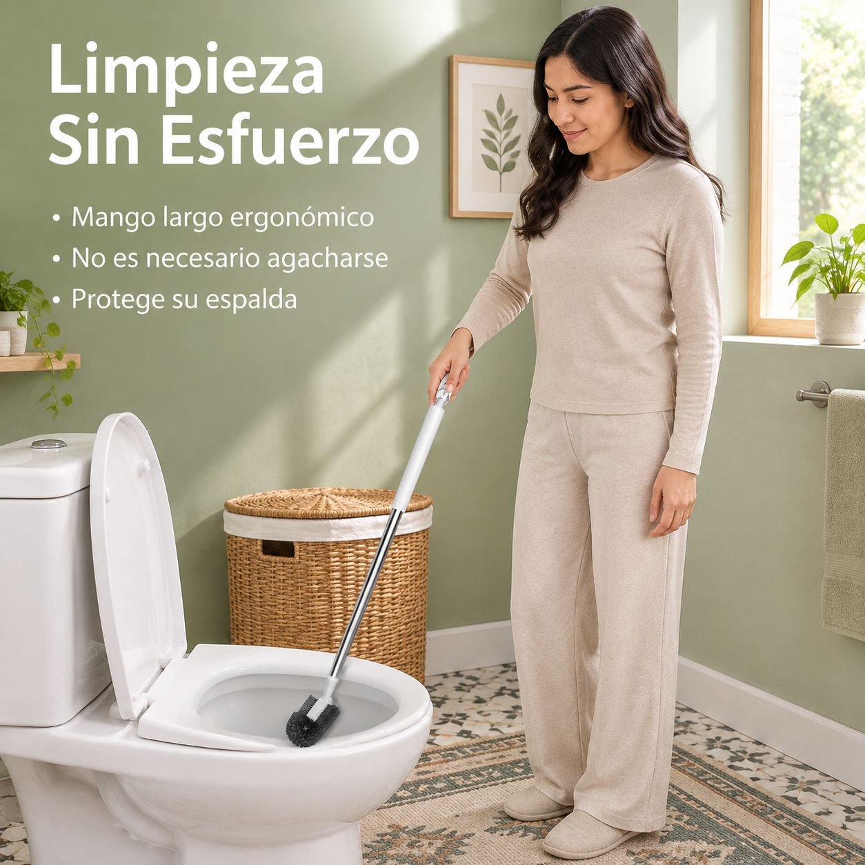 Cepillo de inodoro extensible en forma de S para montaje en pared