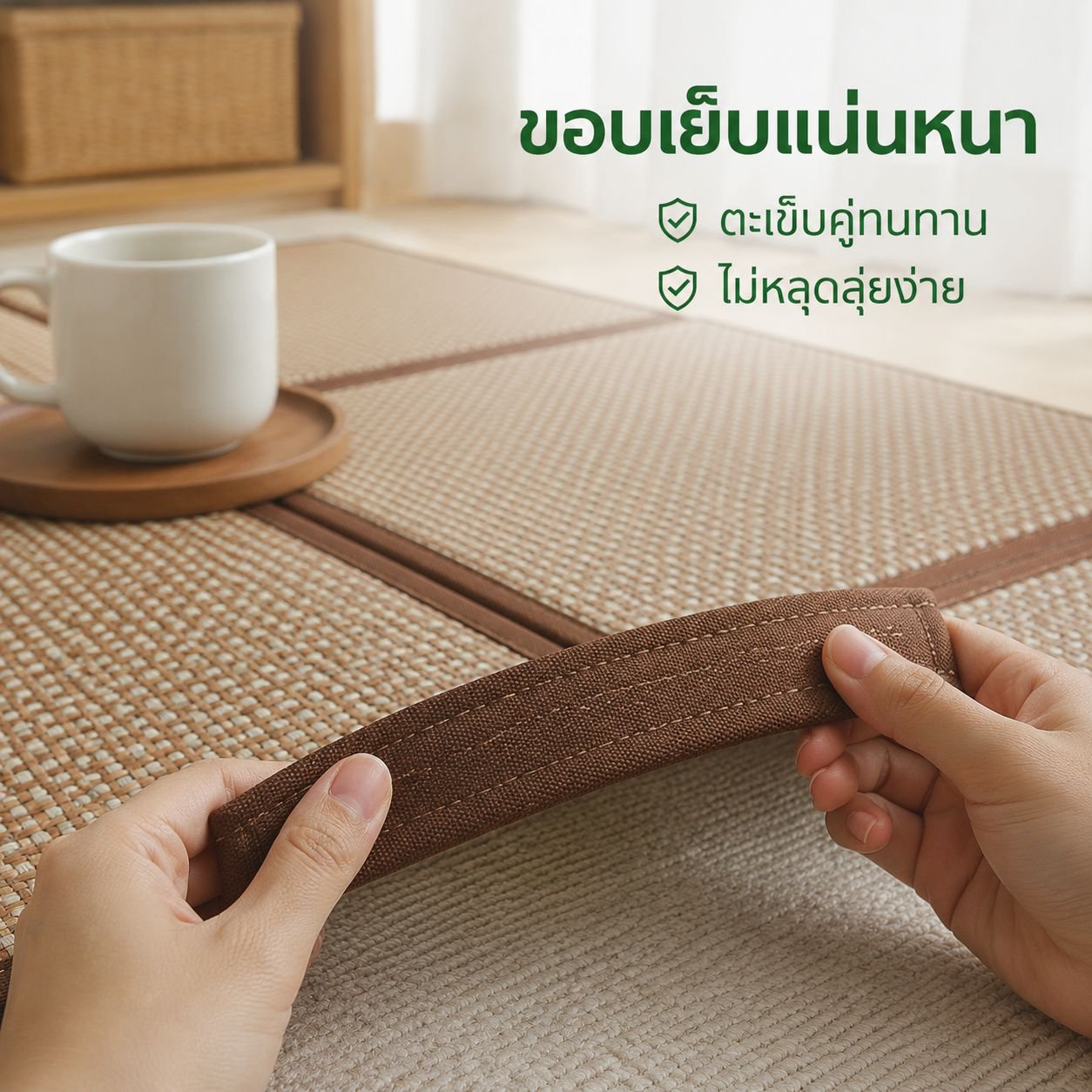 เสื่อปูพื้นห้องนอนฤดูร้อนแบบหนา เสื่อหวาย เสื่อทาทามิ เสื่อปูพื้นห้องรับแขก