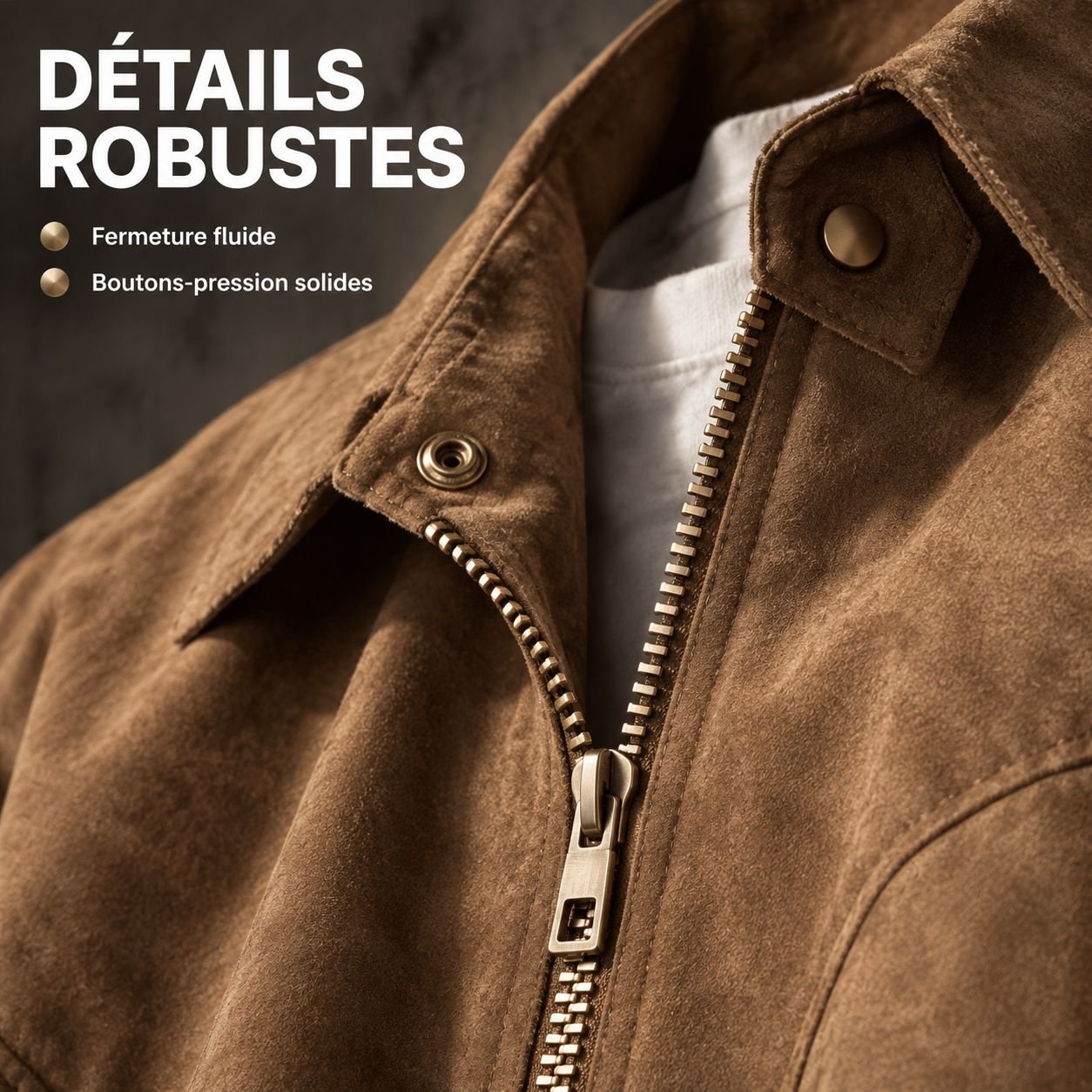 Blouson en suédine vintage à col montant pour homme, automne