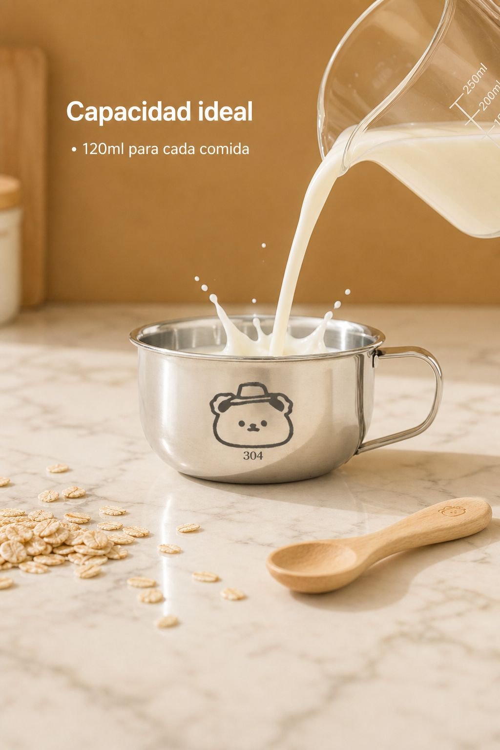 Taza para niños de acero inoxidable resistente y segura