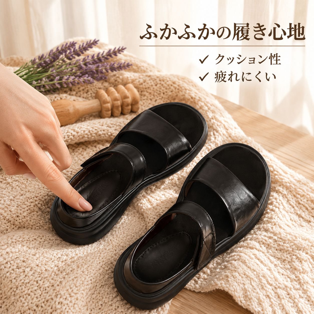 夏用アウトドア柔らかソールローマ風サンダル レディース かかと付き