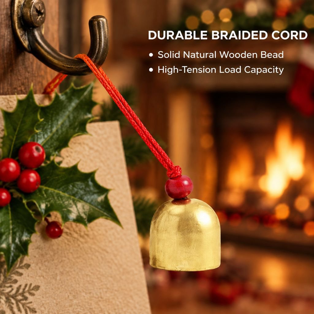 Brass Bell Wind Chime Alloy Bell with Clapper Red Cord Christmas Charm