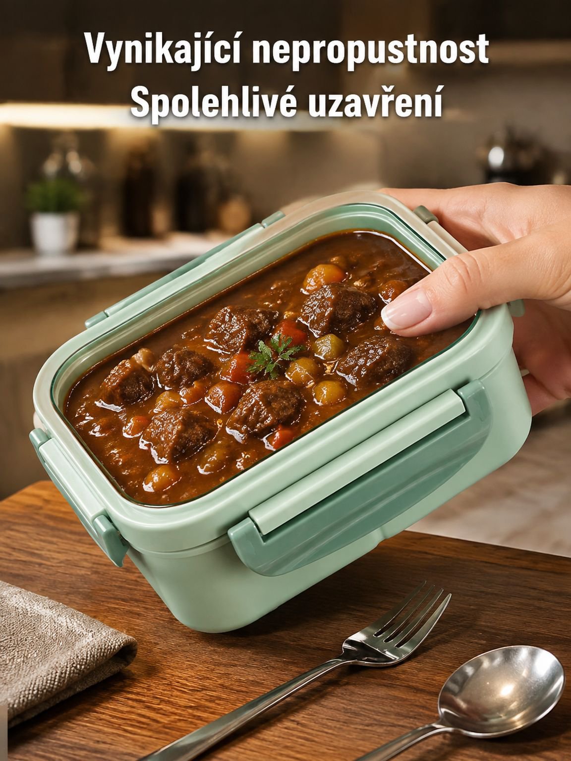 Přenosný třívrstvý obědový box