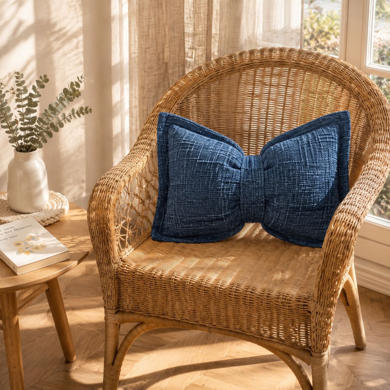 JMY-Chenille Bow Shaped Cushion