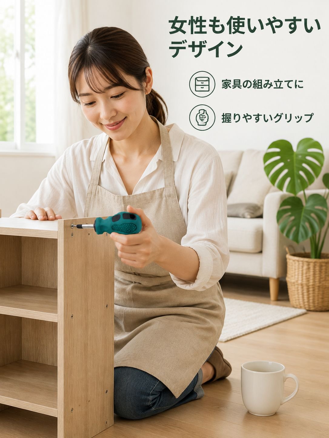 磁石付きミニ短柄ドライバー プラス・マイナス兼用 家庭用修理工具