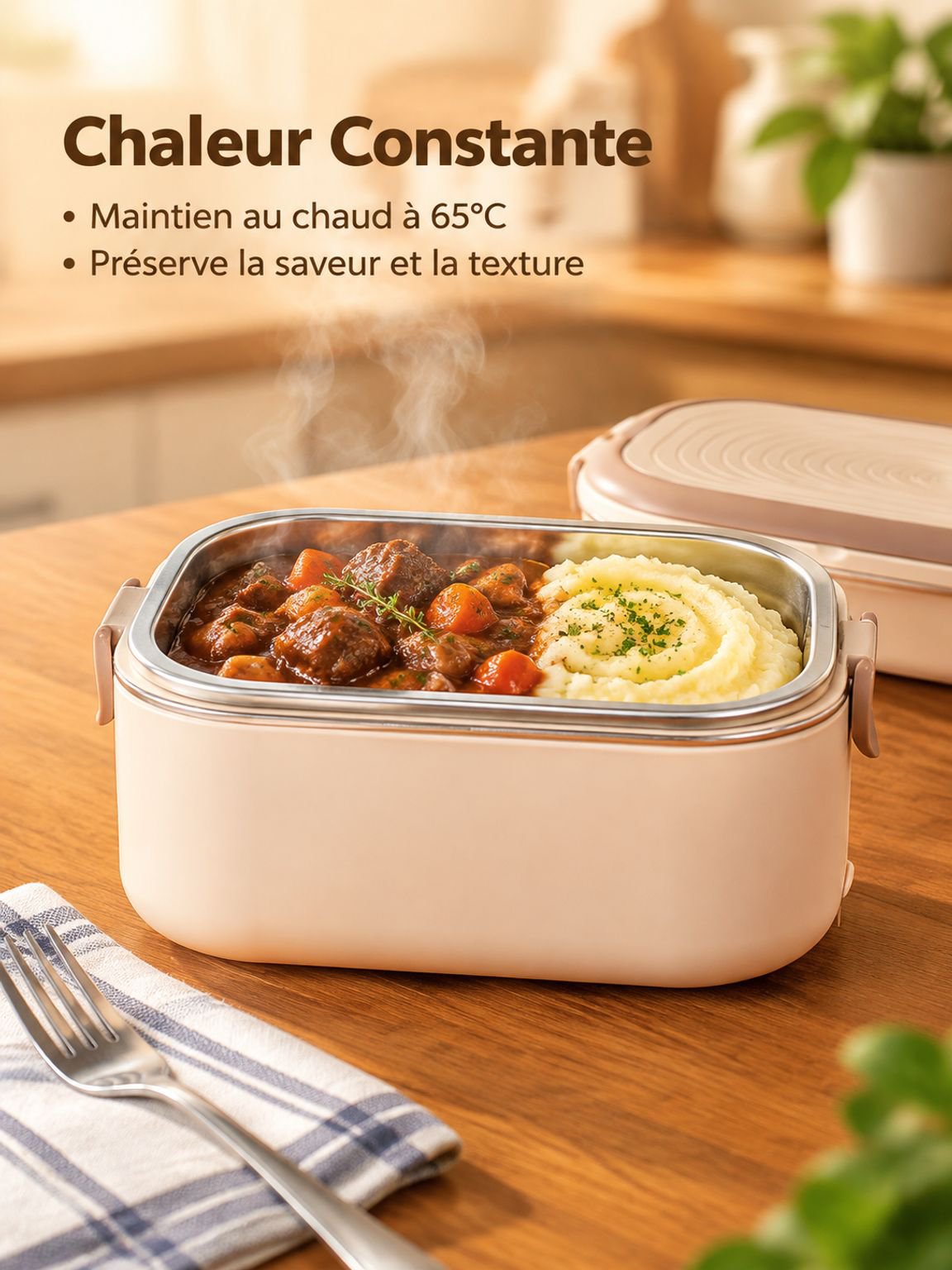 Lunch box inox idéale pour réchauffer les repas