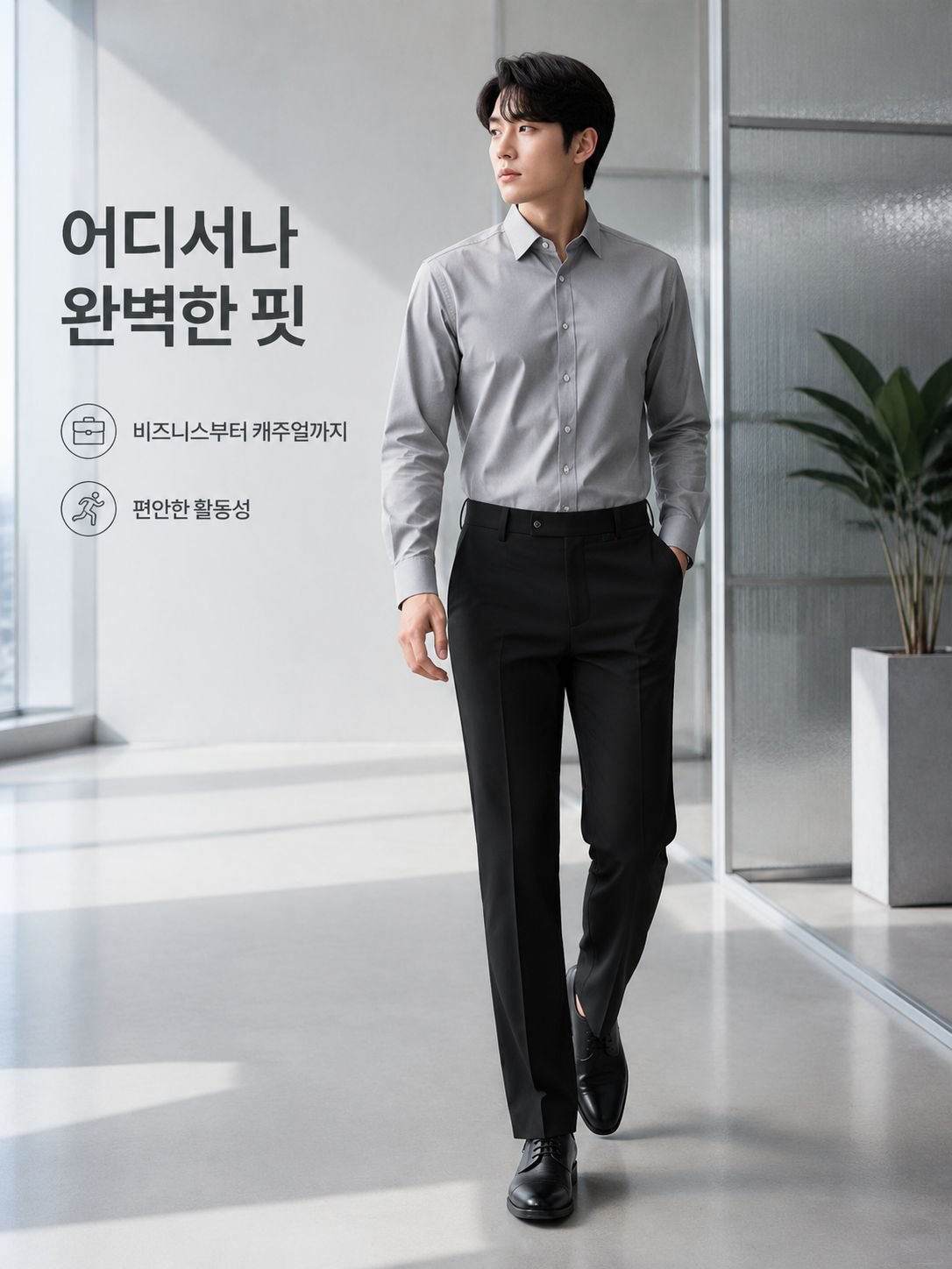 고탄력 루즈핏 스트레이트 남성 비즈니스 슬랙스