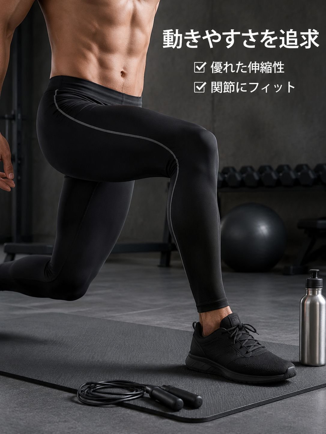 メンズスポーツタイツ 速乾高弾力コンプレッションランニングフィットネスパンツ（ロング/ショート）