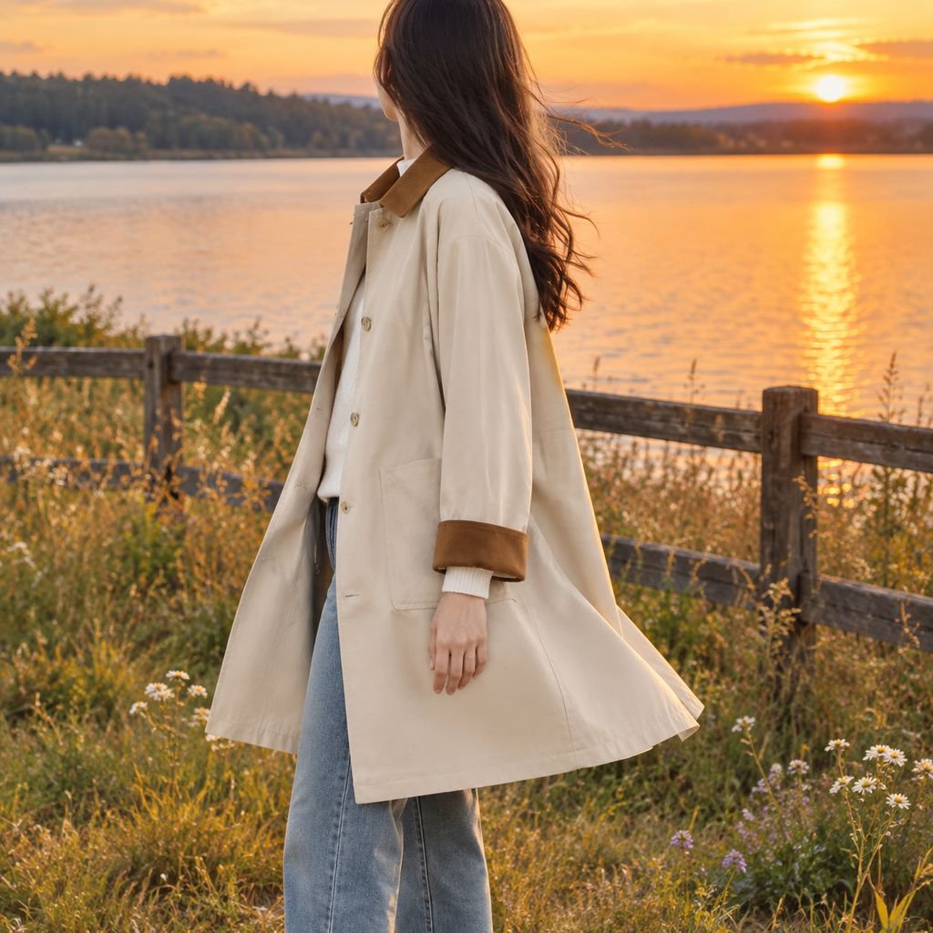 Casual khaki jacket for women street style