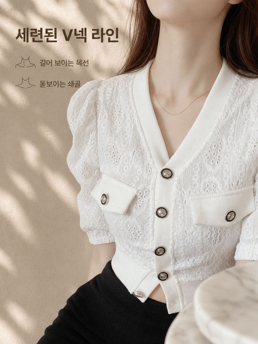 유럽스타일 V넥 허리 잡아주는 쇼트 풍성한 소매 여성 블라우스