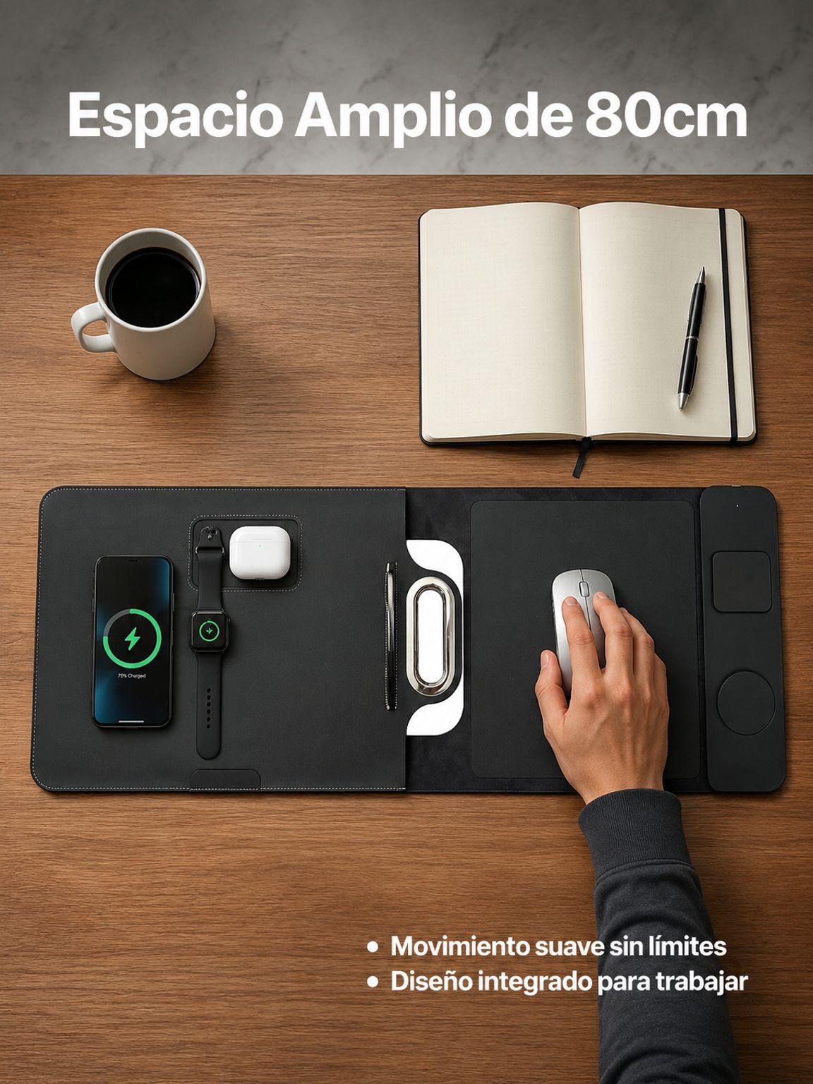Cargador compatible con teléfonos, auriculares y relojes inteligentes