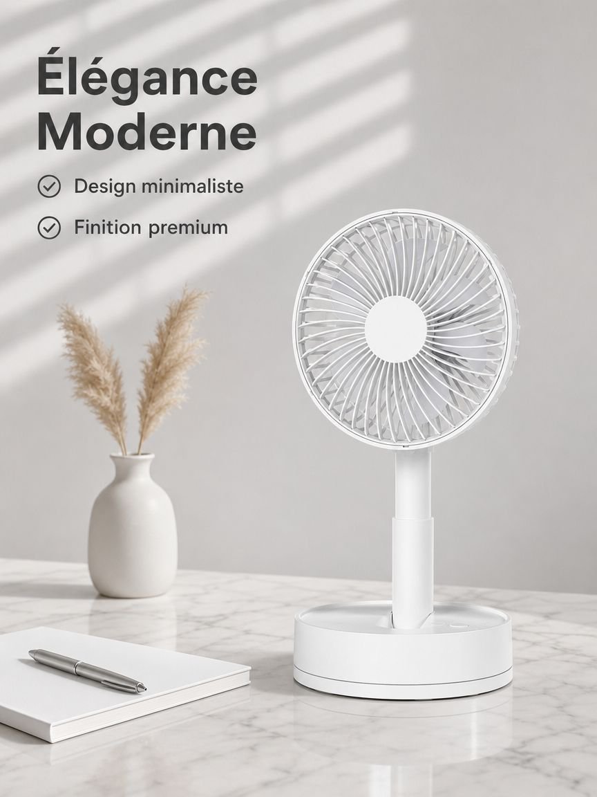 Ventilateur de bureau portable USB silencieux avec minuterie