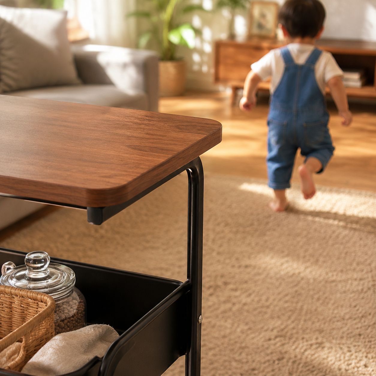 Compact multi-layer storage trolley for small spaces