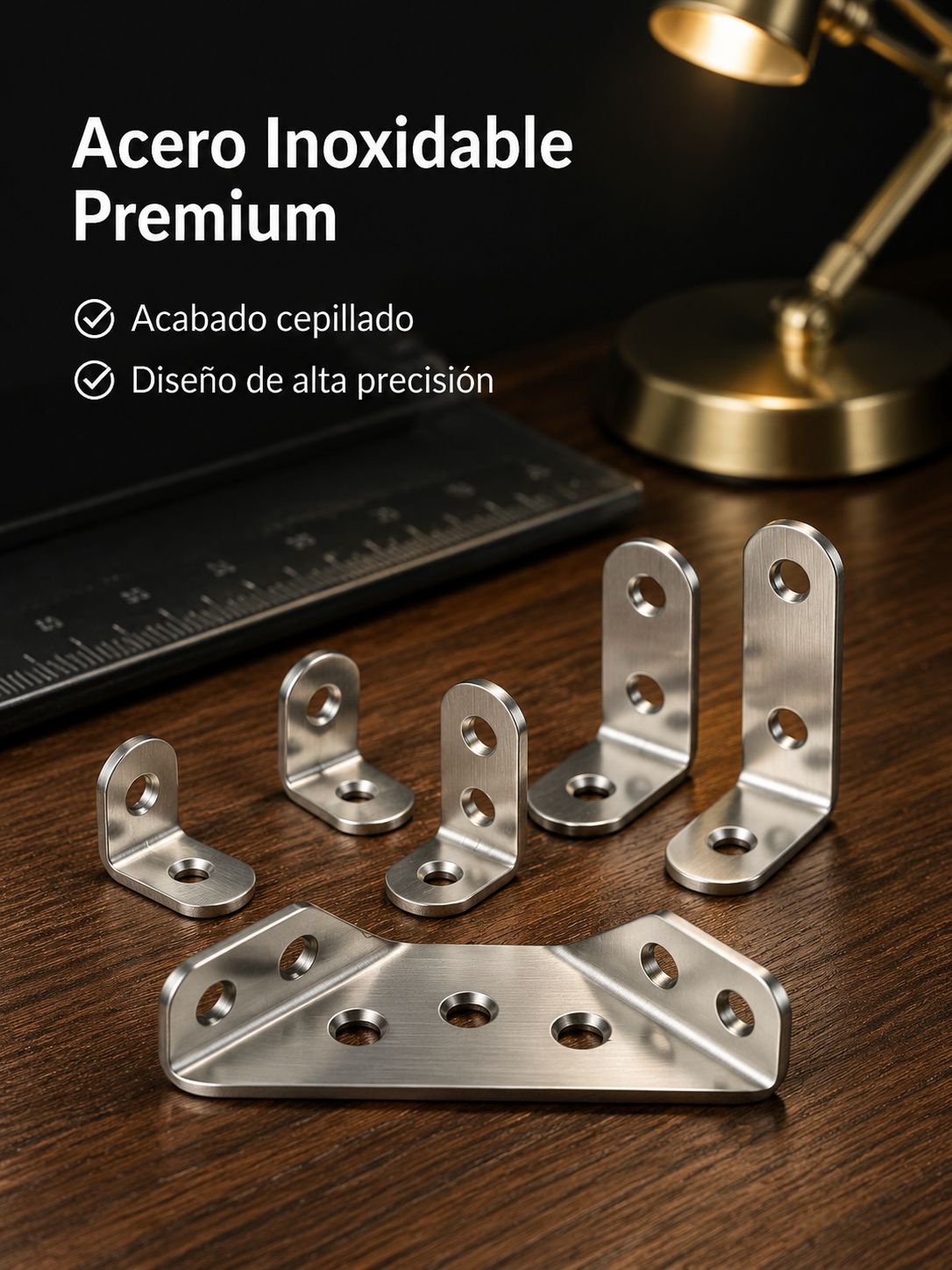 Soporte L de acero inoxidable grueso para fijación de divisores de baño y estantes de muebles